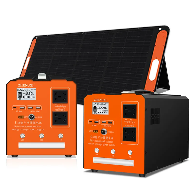 Năng lượng mặt trời Máy phát điện 500W 1000W 2000W pin lithium năng lượng mặt trời 220V ngân hàng điện cầm tay trạm cung cấp xe ngoài trời cho cắm trại