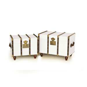 <span class=keywords><strong>Coffre</strong></span> de rangement rectangulaire style Antique, 2 troncs de rangement couverts en tissu blanc, malle de stockage du vin, <span class=keywords><strong>table</strong></span> basse avec pieds en bois - Product Image 3