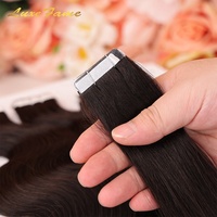Vendedores de cabello humano virgen alineado con cutícula brasileña Venta al por mayor Extensiones de cabello con cinta ondulada de cuerpo recto Paquete de estilo afro