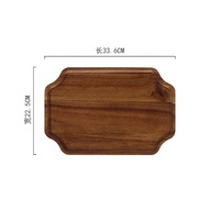 Assiette de service en bois massif d'acacia pour salade, steak, gâteau, plateau de service en bois