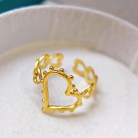 Mode Acier Inoxydable Non-fading Coeur Anneau En Forme De Coeur Ouvert Bijoux Anneau pour Femmes