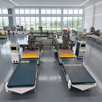 Línea de Producción CNC de Anidamiento Uno a Dos con Carga Automática y Etiquetado para Madera, Máquina para Fabricación de Puertas de Muebles y Gabinetes