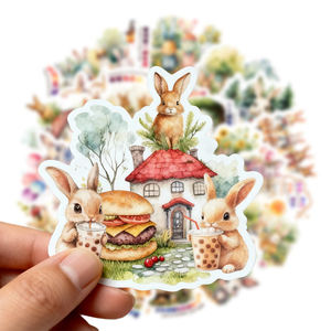 Autocollants mignons en <span class=keywords><strong>aquarelle</strong></span> d'animaux lapins, autocollants de graffiti, gobelets à eau, téléphone portable, autocollants décoratifs imperméables, collages d'animaux de dessin animé - Product Image 3