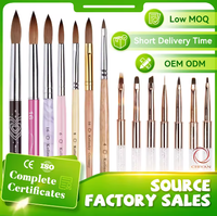 Pinceau à ongles en poils de Kolinsky pour la beauté des ongles, pinceau à strass, pinceau à rayures fines pour le dessin, vente en gros pour les professionnels