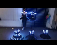 Robe tutu personnalisée avec éclairage LED RVB, jupe lumineuse pour femme, costume de scène lumineux pour la danse en boîte de nuit, performance de danseuse GOGO