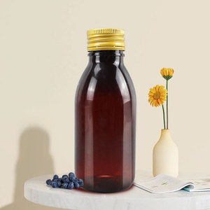 Hot Sale 120ml Pharmaceutical Plastic Pet Graduated Oral Liquid Medicine Maple <strong>Lean</strong> Cough Syrup Amber Bottle - Product Image 1