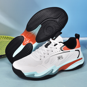 Chaussures de tennis blanches en mesh pour hommes avec accents rouges et bleus, lacets, semelle extérieure en caoutchouc respirante, baskets de sport d'été - Product Image 5