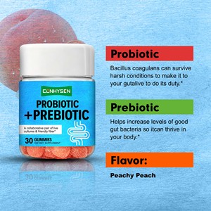 Gummies Probiotiques et Prébiotiques Premium Bacillus Coagulans avec <span class=keywords><strong>Inuline</strong></span> FOS Favorisent la <span class=keywords><strong>Santé</strong></span> Digestive et Immunitaire 30 Gummies Saveur Pêche - Product Image 3