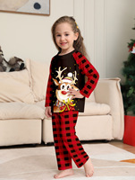 Vente Chaude Ensemble Pyjama Famille Doux Tenue Parent-Enfant Dessin Animé Motif Écossais Noël Surtailles