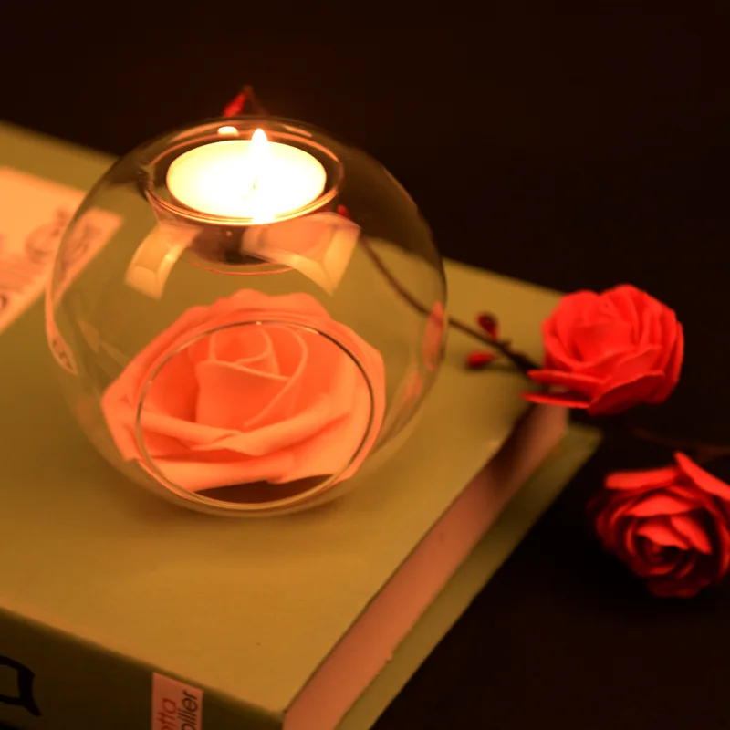 Crystal spherical glass candlestick Nai high temperature is suitable for bar cafe wedding party