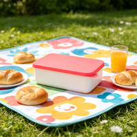 Boîte à lunch pour enfants avec logo personnalisé, motif coloré, en PP de qualité alimentaire, sans BPA, isolée, étanche, 2 compartiments, couvercle en silicone, style coréen