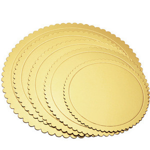 Plateaux de présentation ronds jetables pour pâtisseries, 16/26/32 cm, en papier doré, pour cupcakes, desserts, gâteaux d'anniversaire - Product Image 5