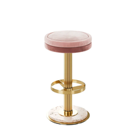 Tabouret de bar rond de luxe, design moderne, base en acier inoxydable pour villa, hôtel de charme et projet d'ameublement d'îlot de cuisine