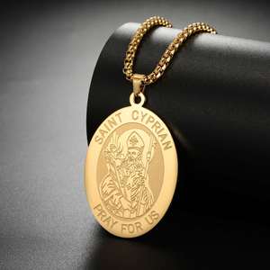 Collar con Medalla de San Cipriano Myshape, Poderosas Oraciones y Encantamientos, Amuleto Católico de San Miguel, Joyería de Acero Inoxidable - Product Image 1