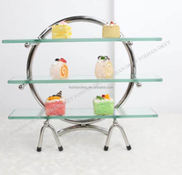 Supports de présentation alimentaire OKEY pour service traiteur, stand de thé de l'après-midi, présentoirs à 3 niveaux en acier inoxydable, ensemble de présentation pour table de desserts