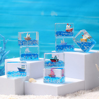 Décoration créative en acrylique en forme de bateau avec sable liquide flottant, best-seller, cadeau tendance, anti-stress