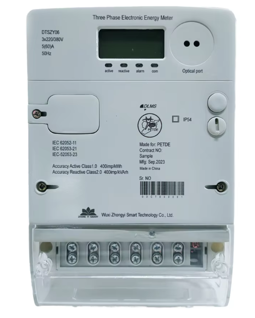 ZHONGYI Smart Three Phase Postpaid Energy Meter 3x220/380V Wireless AMI Electric 5A Light Weight Industrial Use Analog Digital