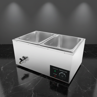 Bain-marie professionnel 2 bacs 20L pour buffet, réceptions et restaurants – Station de maintien au chaud pour soupes et aliments