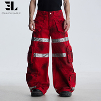 Pantalon cargo de pompier LARSUR, fabriqué sur mesure, effet usé, lavage délavé, bandes réfléchissantes, panneaux, détachable, jean de travail pour pompiers