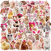 54 pegatinas de vinilo impermeables con diseño de animales y lazos rosas de dibujos animados para guitarra, cuaderno, equipaje, regalo DIY