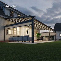 Pergola rétractable pour piscine AlunoTec, design unique, toit rétractable, pare-soleil en PVC