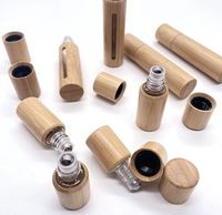 Mini flacons à bille en verre de 3 ml et 5 ml avec bouchon en bambou, différents matériaux, billes en acier pour le soin de la peau en roll-on