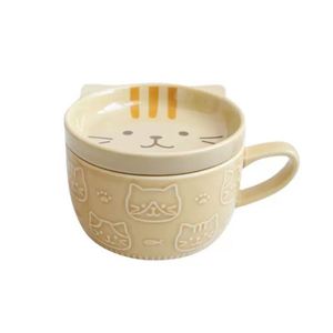 Mug Chat de Dessin Animé, Tasse à Petit-Déjeuner Mignonne, Tasse à Café Créative avec Couvercle, Style Japonais pour Tasse à Lait, Tasse de Couple - Product Image 1