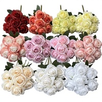 Roses en velours de soie de luxe, promotion, fleurs artificielles légères faites à la main, pour la remise des diplômes, Pâques, Noël, la Saint-Valentin