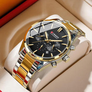 CURREN 8446 <b>Watches</b> Gold Black Stainless Steel Chronograph <b>Watch</b> <b>Men's</b> Sports Small Three Needle Quartz <b>Mens</b> Wristwatch for <b>Men</b> - Product Image 1