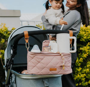 Organisateur universel pour poussette de bébé, sac de rangement matelassé avec porte-gobelet isotherme, sac à couches imperméable - Product Image 6