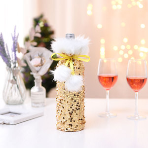 Nuevas decoraciones navideñas transfronterizas, fundas para botellas de vino con lentejuelas estilo europeo y americano, fundas de felpa para botellas de vino con diseño de lápiz labial. - Product Image 4