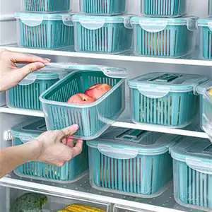 Kitchen Double Layer Drain Basket With Did Cold Storage Baskets For Fruit And Vegetable Sealed Crisper Box