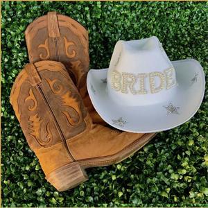 Chapeau de Cowboy Western de fête nuptiale chapeau de Cowgirl étoile de diamant avec la lettre de mariée perles perles mariage casquette de mariée chapeau de Cowboy pour la fête - Product Image 4
