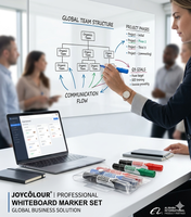 Joycolour – Lot de marqueurs effaçables pour tableau blanc, 4 couleurs, pointe biseautée moyenne, encre à séchage rapide pour bureau et école