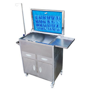 Chariot médical en acier inoxydable avec plateau rabattable et roues pour usage hospitalier - Product Image 5