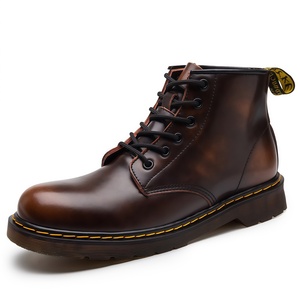 Bottes Martin de luxe de créateur, grande taille, pour l'automne et l'hiver, chaussures montantes tendance pour couple, en <span class=keywords><strong>cuir</strong></span> noir style britannique - Product Image 5