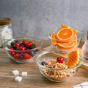 Ensaladera de vidrio de borosilicato transparente redondo grande y ecológico, cuenco de almacenamiento de frutas y verduras para uso doméstico para fiestas - Product Image 2