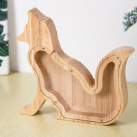 Hucha de madera con forma de animal personalizada con logo, caja de monedas de acrílico transparente con letras