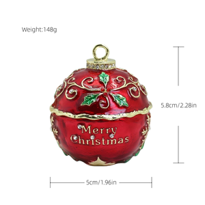 Shinnygifts cổ điển Giáng sinh theo chủ đề Jingle chuông hộp đính tinh thể bức tượng nhỏ men đồ trang sức nhẫn chủ trang trí nội thất quà tặng cho - Product Image 6