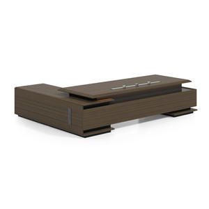 <span class=keywords><strong>Escritorio</strong></span> Ejecutivo Grande Rústico en Forma <span class=keywords><strong>de</strong></span> L con Tomacorriente y Cajonera - Product Image 1