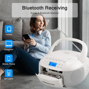 <span class=keywords><strong>Lecteur</strong></span> de cassettes et de <span class=keywords><strong>CD</strong></span> <span class=keywords><strong>portable</strong></span> avec <span class=keywords><strong>radio</strong></span> AM FM, Bluetooth, son stéréo, écran LCD pour cadeau à domicile - Product Image 2