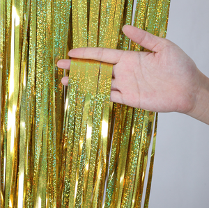 <span class=keywords><strong>ม่าน</strong></span>ชุบดีบุกโฮโลกราฟฟิกรูปสีพื้น,ประกายแสงสีทองสำหรับการเฉลิมฉลองวันหยุดงานแต่งงานงานวันเกิด - Product Image 1