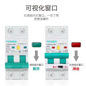 เท็นเก้น TGBDLE-80Y เบรกเกอร์ป้องกันไฟรั่ว 2P 63A พร้อมไฟแสดงสถานะ สำหรับใช้ในบ้าน - Product Image 1