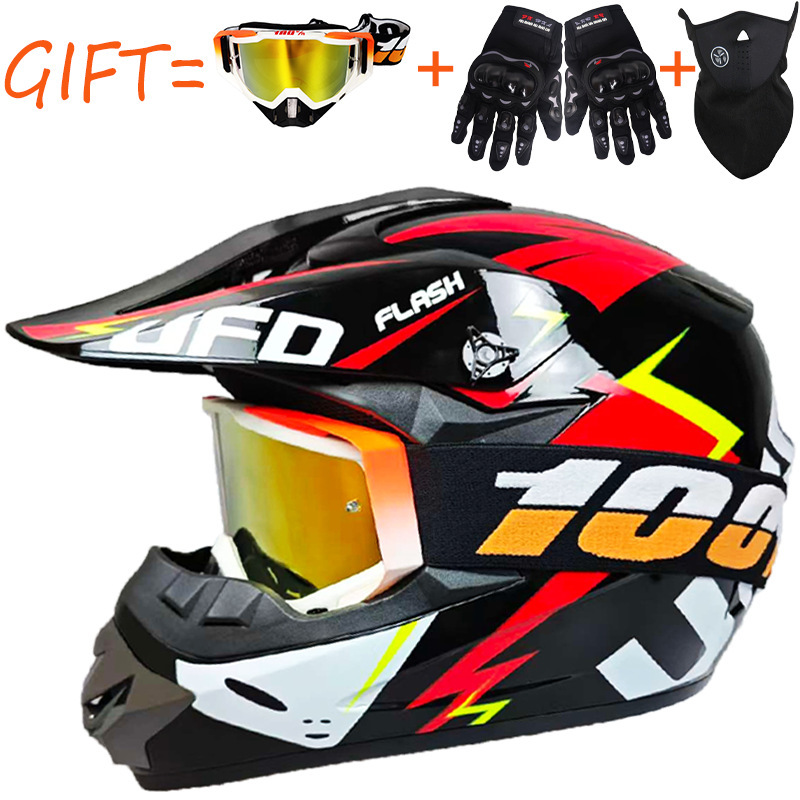 Bright black and red UFO comes with orange and white 100