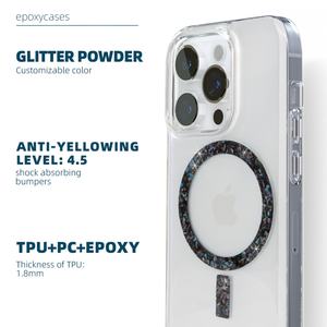 Étui transparent antichoc en TPU et PC pour iPhone 14 15 Pro, étui de téléphone magnétique scintillant antichoc avec étui pour 12 Pro Max - Product Image 2