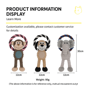 Jouet à mâcher en corde nouée en coton, anti-ennui, écologique, style dessin animé super mignon, accessoires pour animaux de compagnie en peluche pour chiens, directement de l'usine - Product Image 4