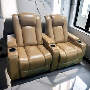 Muebles de teatro <span class=keywords><strong>VIP</strong></span> Serie 3, asiento reclinable de cuero rojo, Unidad de asientos para cine en casa con portavasos - Product Image 4