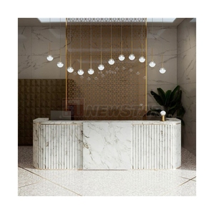 Modern Style Natural Grey Marble Commercial Furniture Reception <b>Desk</b> Front Table with <b>Cabinet</b> - Product Image 4
