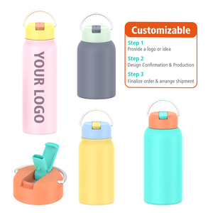 Botella Térmica Personalizada de 22 oz, 32 oz, 40 oz, Botella de Agua de Acero Inoxidable Aislada para Niños y Adultos con Pajita y Asa - Product Image 1
