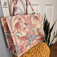 Sac fourre-tout en toile vintage à fleurs, grande capacité, réutilisable, imperméable, promotionnel, très vendu par JOYSUN